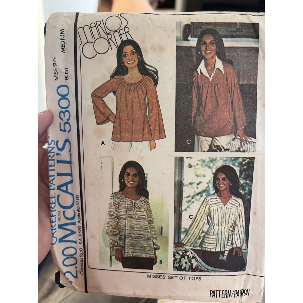 1970's VTG McCall's Misses' Top Sewing Pattern 5300 Size Med 14-16 UNCUT